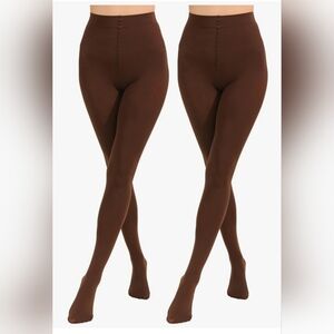 NIB 2 Pairs Women's Coffee Tights 80D, Soft Opaque Microfiber Tights- L/XL